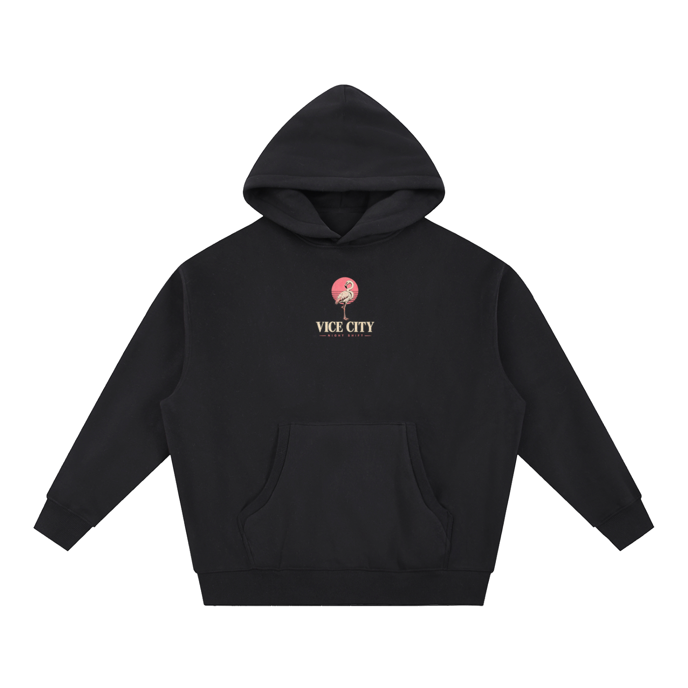 Flamingo Oversized Hoodie - Black