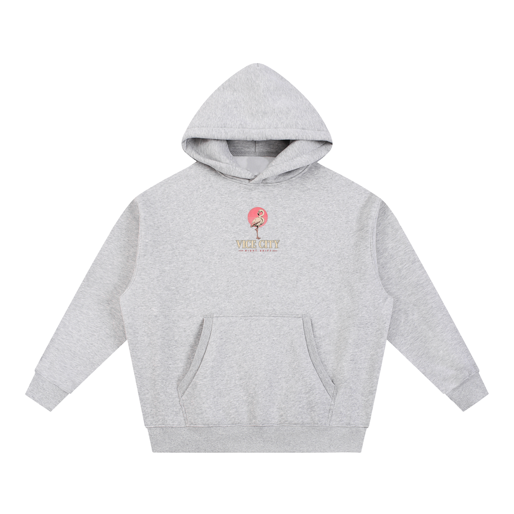 Flamingo Oversized Hoodie - Flower Gray
