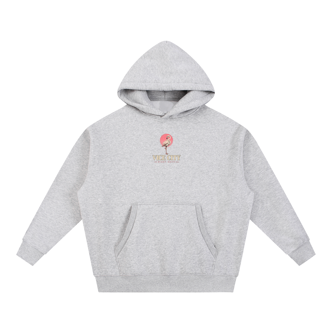 Flamingo Oversized Hoodie - Flower Gray