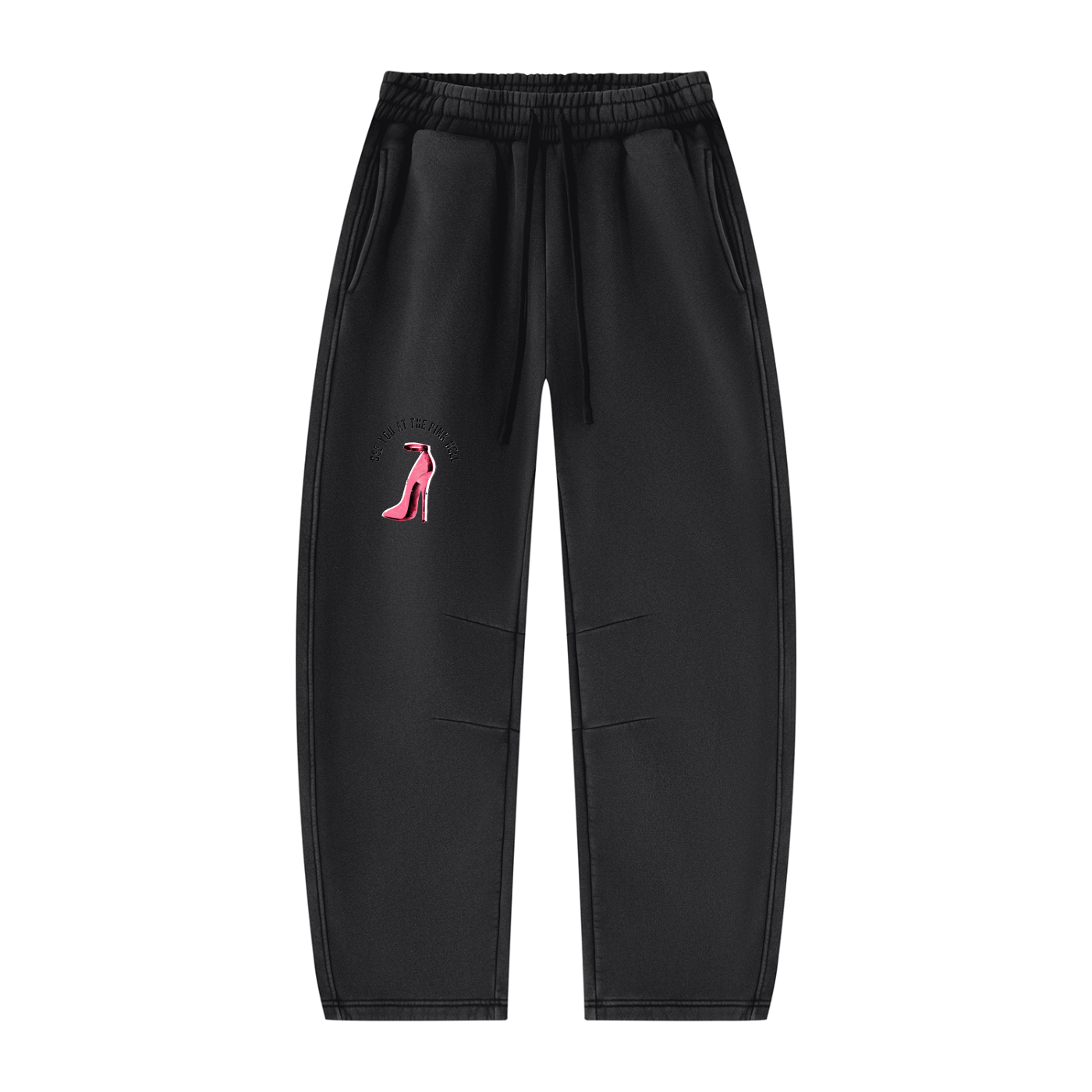 Pink Heel Sweatpants - Black