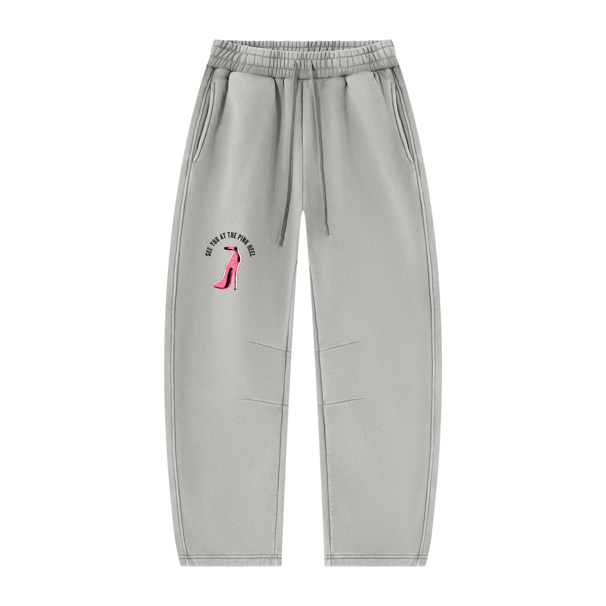 Pink Heel Sweatpants - Light Gray