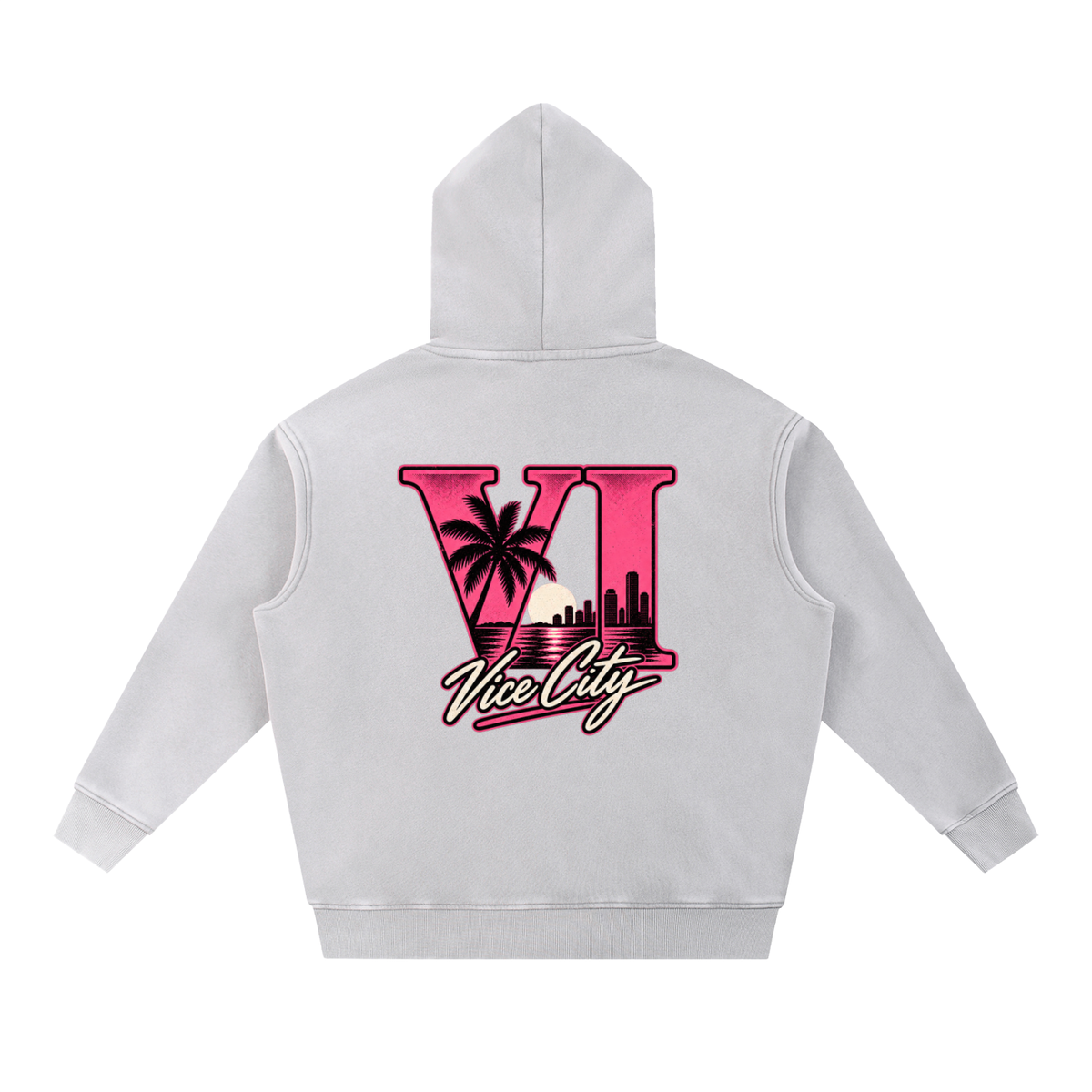 Palm Oversized Hoodie - Light Gray