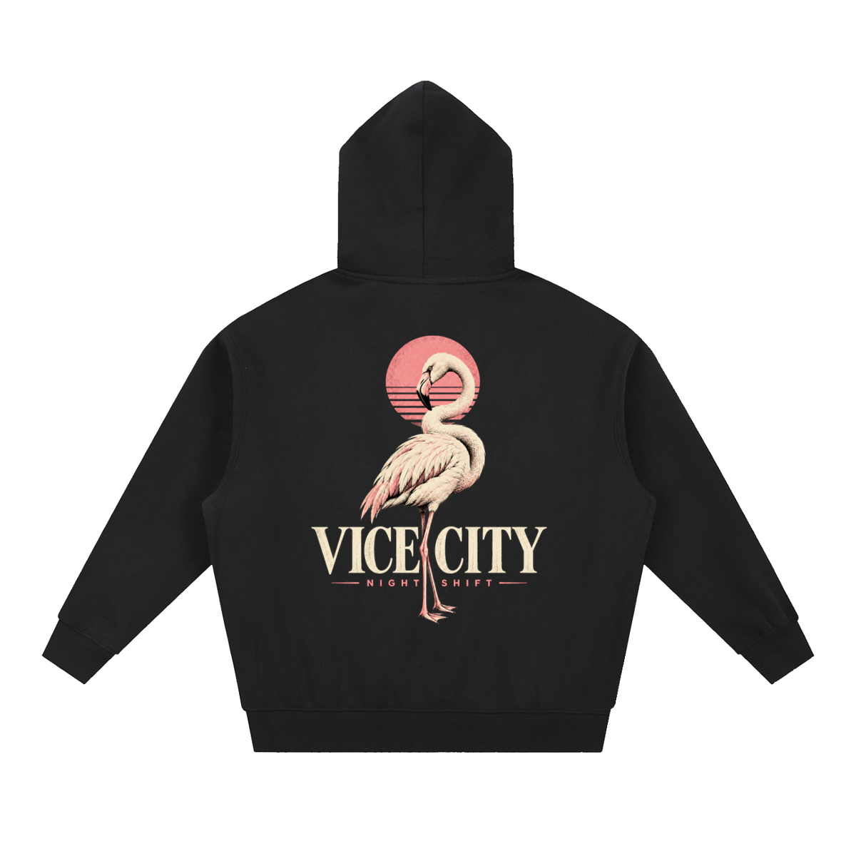 Flamingo Oversized Hoodie - Black