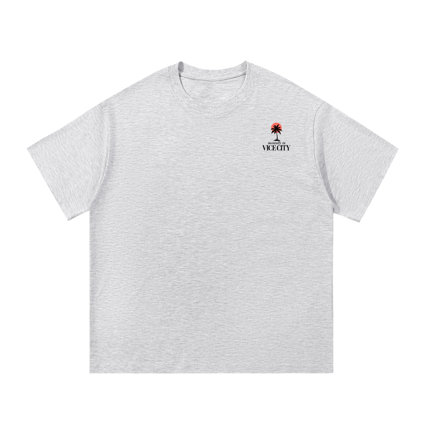 Palm Tee - White Gray