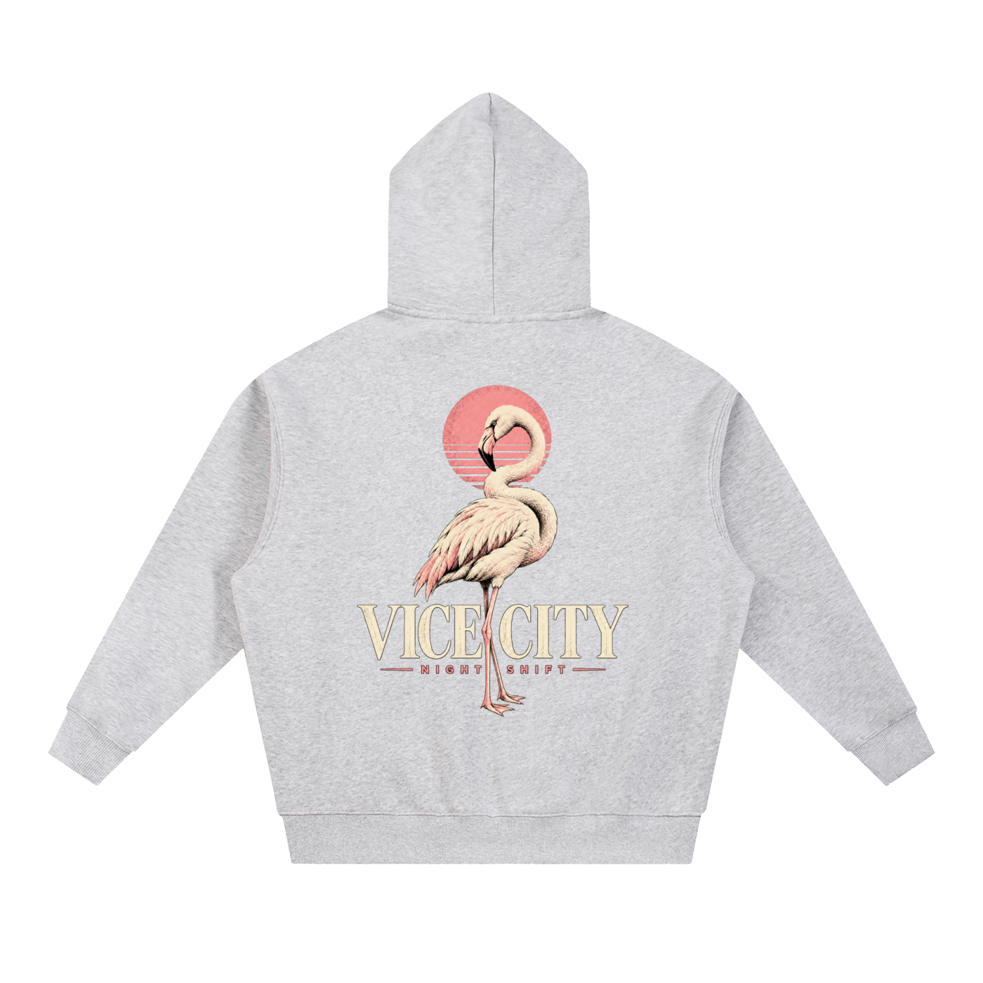 Flamingo Oversized Hoodie - Flower Gray