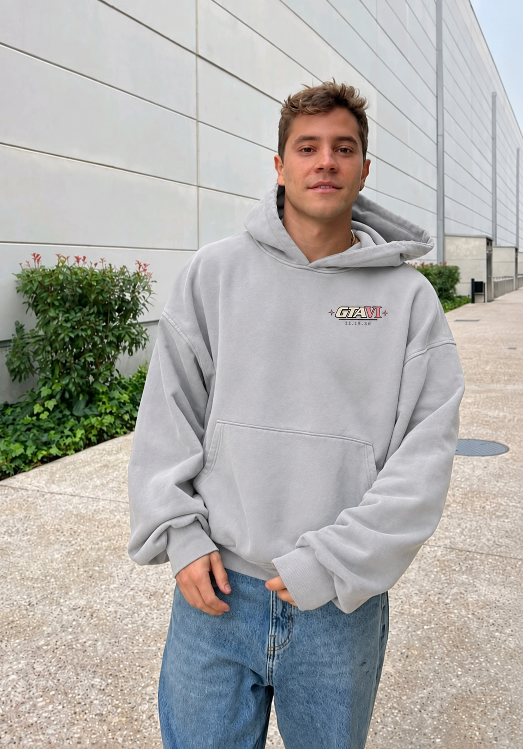 Social Life Oversized Hoodie - Light Gray