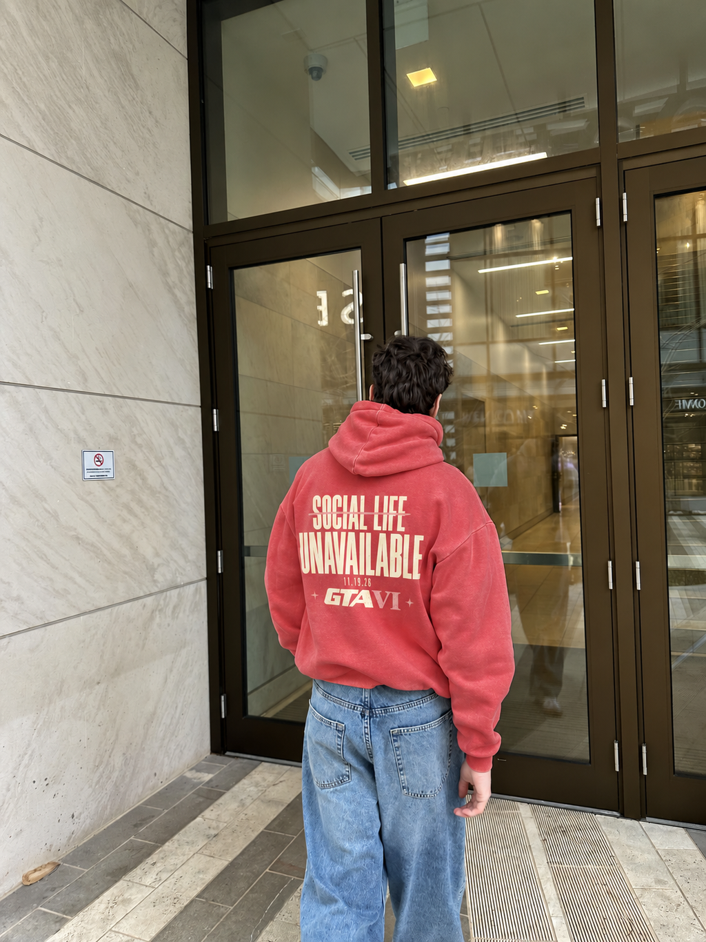 Social Life Oversized Hoodie - Red