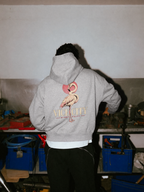 Flamingo Oversized Hoodie - Flower Gray