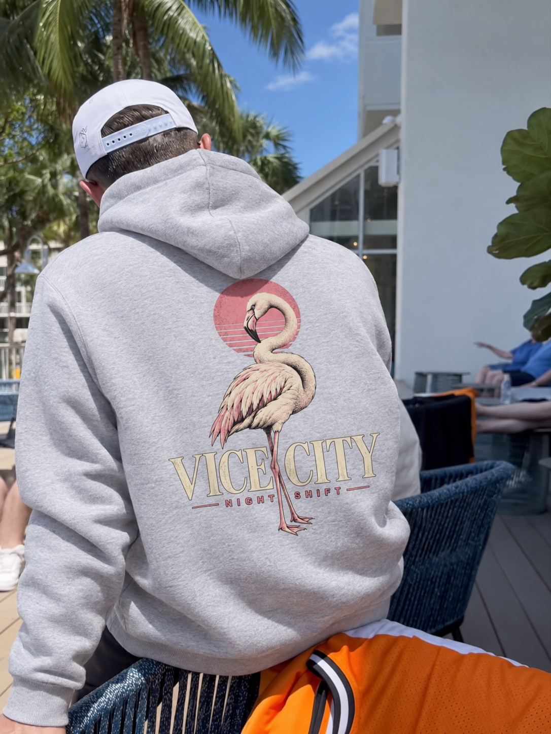 Flamingo Oversized Hoodie - Flower Gray