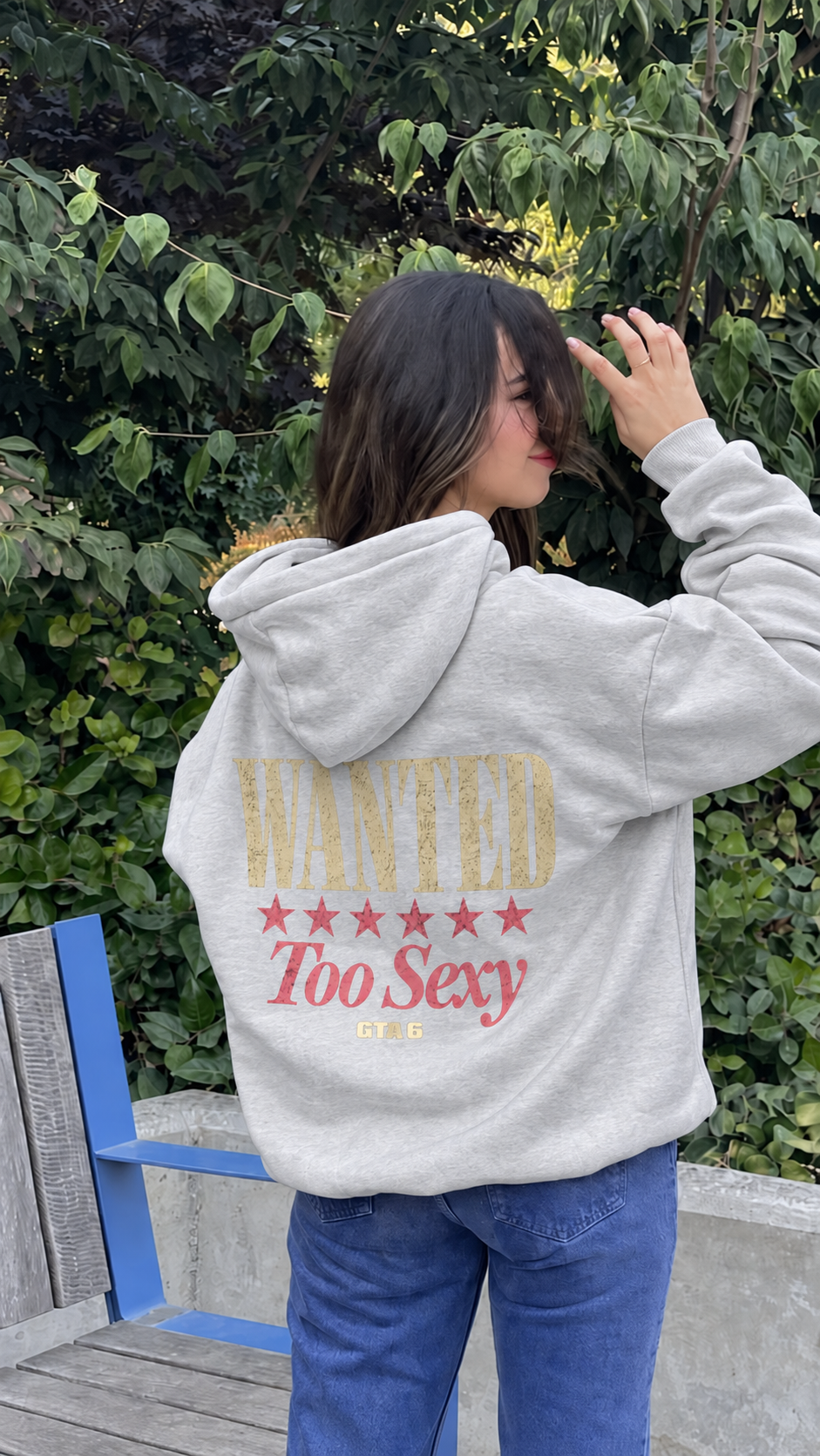 Too Sexy Oversized Hoodie - Flower Gray