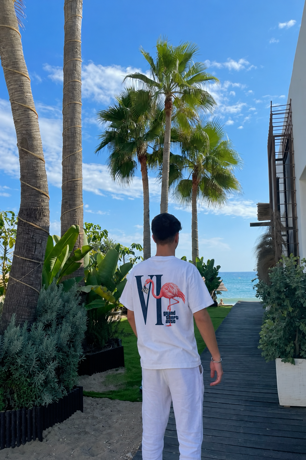 Flamingo Tee - White