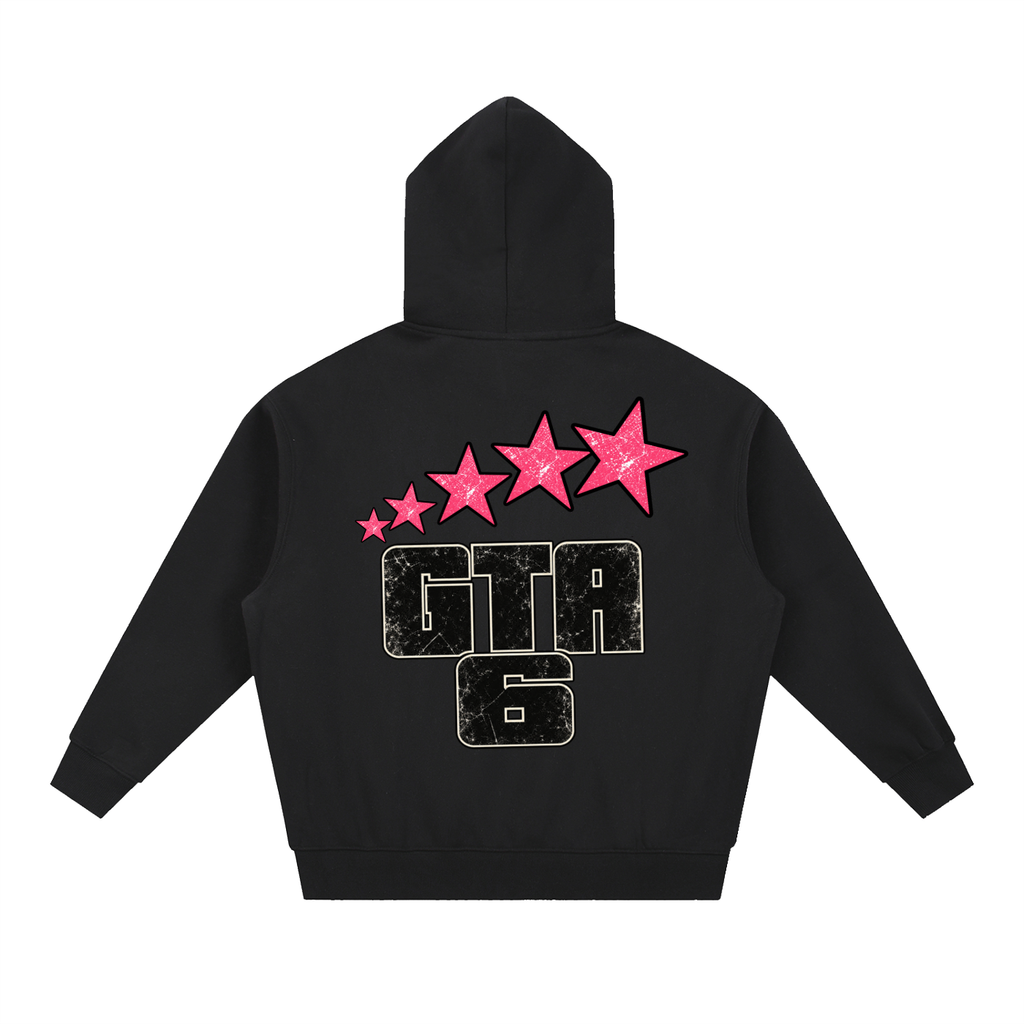 Six Star Oversized Hoodie - Black