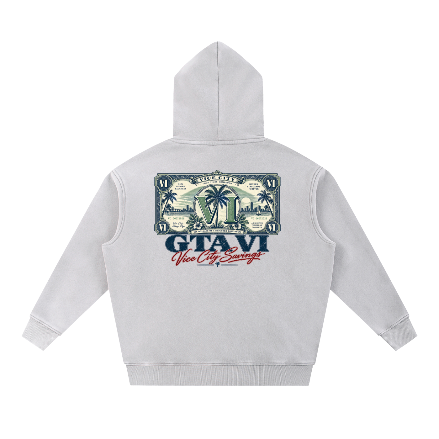 Banknote Oversized Hoodie - Light Gray
