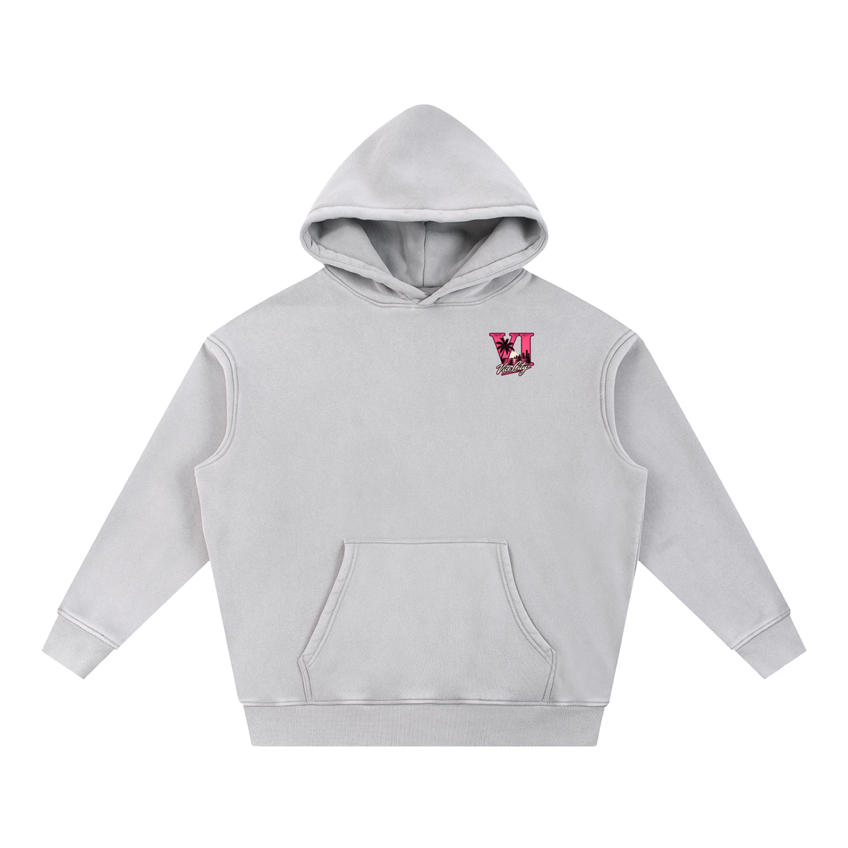 Palm Oversized Hoodie - Light Gray